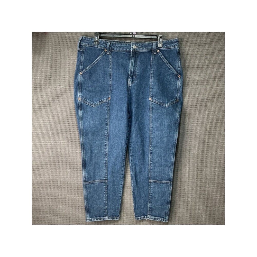 Old Navy High Rise O.G. Straight Woman's Jeans Sz 18 Utility Wash Denim Stretchy